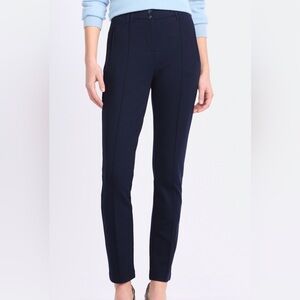Straight-Leg Navy Ponte Pants